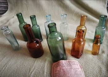 Stare butelki apteczne piwne,  perfumowe  zestaw 17 szt LOFT | Parke-Davis,