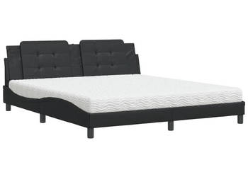 Łóżko z materacem czarne sztuczna skóra 180x200 cm WM-3208880