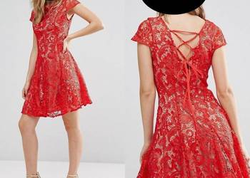 Glamorous cudna koronkowa sukienka czerwień roz M