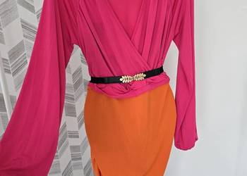 Sukienka z marszczeniem soczyste kolory L/XL