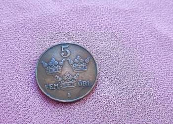 Stare monety szwedzkie 5 ore 1925 i 1937 brąz