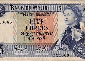 MAURITIUS 1967,5 rupii-P30 VF.Gratis wysyłka!