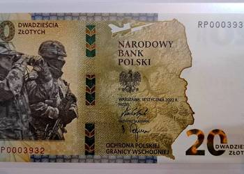 Banknot 20 zł Ochrona polskiej granicy wschodniej nr. 39XX