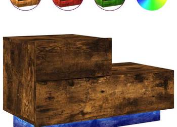 vidaXL Szafka nocna z oświetleniem LED, przydymiony dąb(SKU:836781)