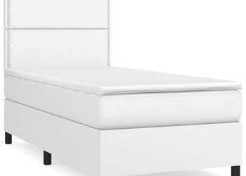 Łóżko kontynentalne z materacem białe ekoskóra 90x200 cm WM-3142762