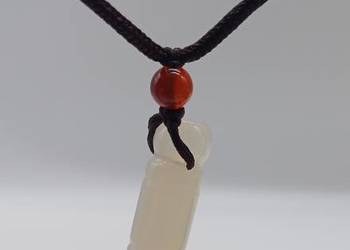Wisiorek na rzemyku, kamień -  chalcedon różowy #72