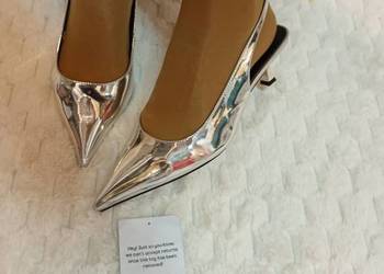 (40) ASOS Design/ Srebrne czółenka z odkrytą piętą z Londynu, NOWE