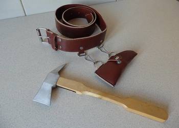 NOWY Toporek strażacki z pasem i pochewką z czasów PRL