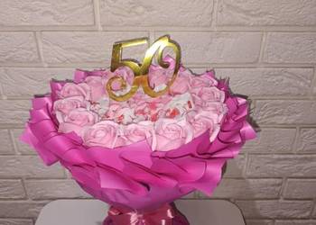 Duży Bukiet różowy z róż i Rafaello