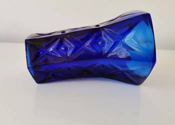 Stary niebieski wazon szkło kobaltowe HSG Ząbkowice