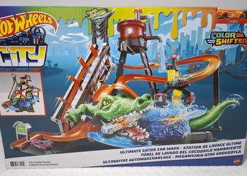 Hot Wheels City, Myjnia samochodowa, Atak krokodyla, garaż (Zabawka)