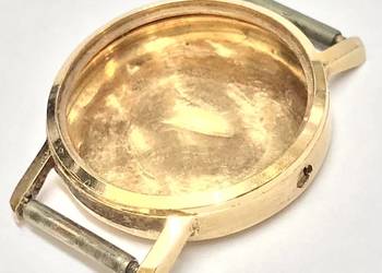 Złota koperta 18K 750 do zegarka damskiego – vintage, gładka luneta, 19mm