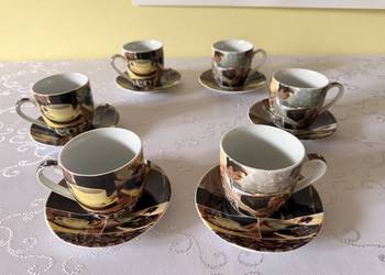 Zestaw Filiżanek do Espresso 6szt Florina Ceramic Spodki Vintage Kawa