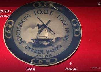 Talerz kolekcjonerski Wiatrak porcelana Dania kobalt