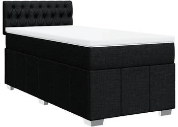 Łóżko kontynentalne z materacem czarne tkanina 90x200 cm WM-3289260