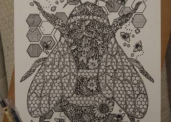 Rysunek: trzmiel łąkowy - cienk - blok t. A3 250 g/m2