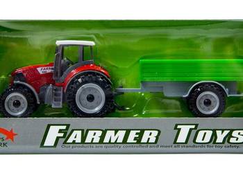 Traktor z przyczepą czerwony