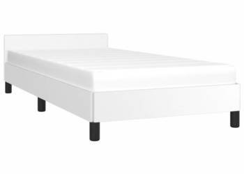 Rama łóżka z zagłówkiem bez materaca biała 90x200 cm WM-347478