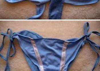 niebieski srebrny strój kąpielowy bikini S 36 M 38 kostium