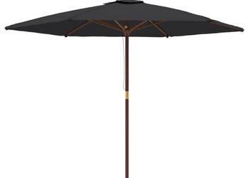 Parasol ogrodowy na drewnianym słupku czarny 299x240 cm WM-363173