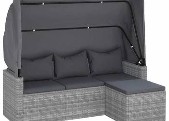 vidaXL 3-os. sofa ogrodowa z daszkiem i podnóżkiem, szara,(SKU:362335)
