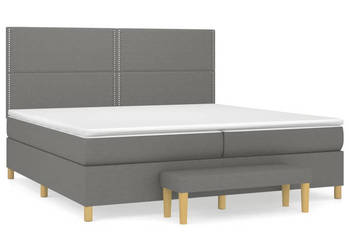 Łóżko kontynentalne z materacem ciemnoszara tkanina 200x200 cm WM-3137102
