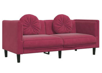 Sofa z poduszkami 2-osobowa czerwone wino aksamitna WM-372636