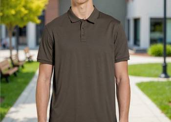 brązowa koszulka polo męska Sinsay