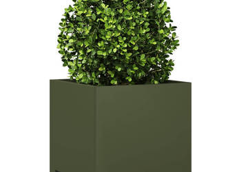 Donice ogrodowe 2 szt. oliwkowozielone 30x30x30 cm stalowe WM-851192