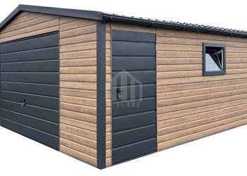 Garaż blaszany 6x5m brama uchylna drzwi okno dach dwusdowy rynny SO174