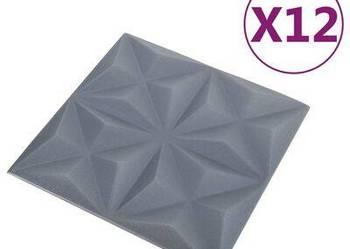 vidaXL Panele ścienne 3D, 12 szt., 50x50 cm, szary origami, 3 m²(sku340590)