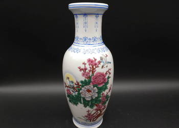 Chiński Wazon Porcelanowy – Ptaki i Piwonie – Jingdezhen – Vintage XX w.