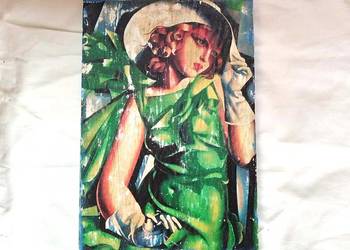Tamara Łempicka Obraz na drewnie PREZENT handmade