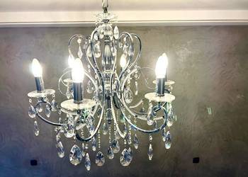 Żyrandol z kryształami górskimi / lampa glamour kryształowy, srebrny. Żyrandol z kryształami górskimi / lampa glamour kryształowy, srebrny.