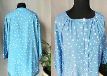 Nowa niebieska bluzka koszulowa rękaw 3/4 w groszki XXXL/46