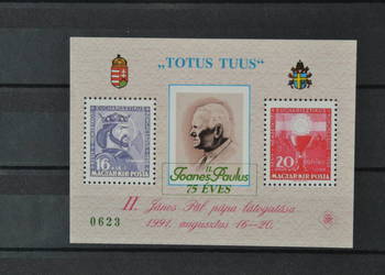Znaczki. Papież Jan Paweł II Węgry ** Bloki nadrukowe