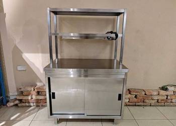 Stół gastronomiczny 100x60 z nadstawką grzewczą i drzwiami suwanymi