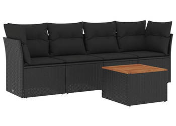 5-cz. zestaw wypoczynkowy do ogrodu poduszki czarny rattan PE WM-3255803