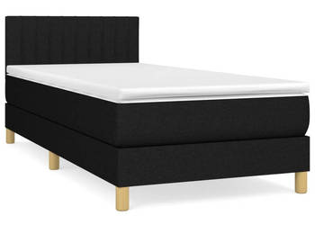 Łóżko kontynentalne z materacem czarne tkanina 80x200 cm WM-3140731