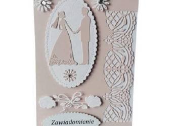 Zawiadomienia Ślub Para Młoda Złączona W Ramce B6 Beż - Biel