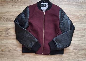 Świetna kurtka bomberka NOWA przejściowa ze skórzanym rękawami 38