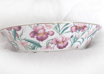 porcelanowa miska w irysy, pastelowy półmisek w irysy, miska na sałatki