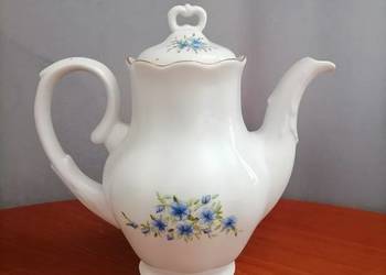 Dzbanek porcelanowy niebieskie kwiaty Karolina PRL