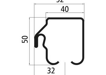 Profil stalowy C z mocowaniem uszczelki, L=7800 mm