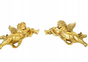 Para grających putto figury złote glamour na ścianę Para grających putto figury złote glamour na ścianę