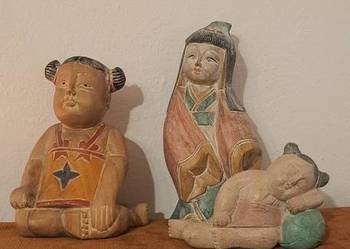 piękne drewniane figurki Japonka i Chinki