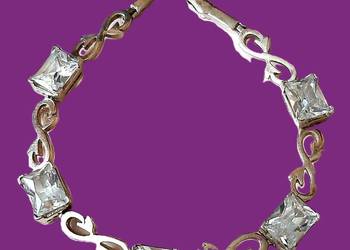 Srebro i cyrkonie. Stara piękna bransoleta