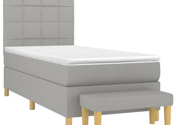 Łóżko kontynentalne z materacem jasnoszare tkanina 90x190 cm WM-3137117