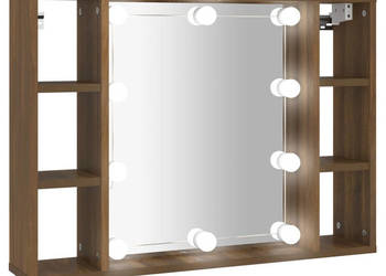 Szafka z lustrem i oświetleniem LED brązowy dąb 76x15x55 cm WM-820447