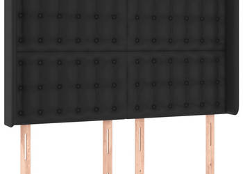 Zagłówek do łóżka z LED czarny 147x16x118/128cm sztuczna skóra WM-3124138